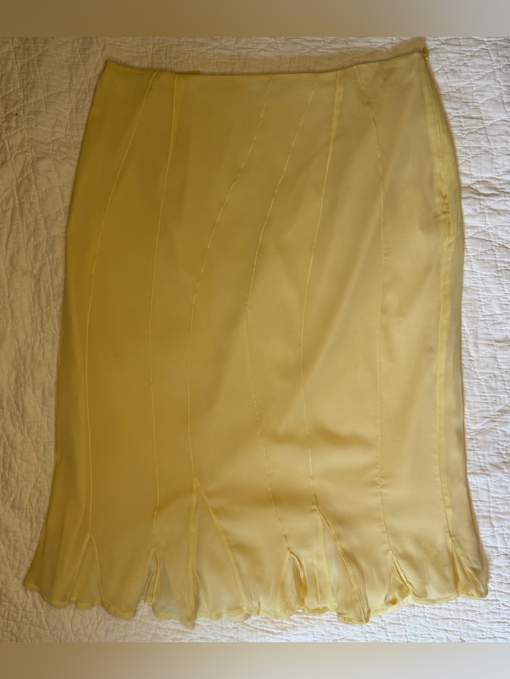 Jil Sander Silk Skirt Italy Pale Yellow Y2K Minimalist Luxe Midi Size 38/Small - Picture 12 of 16